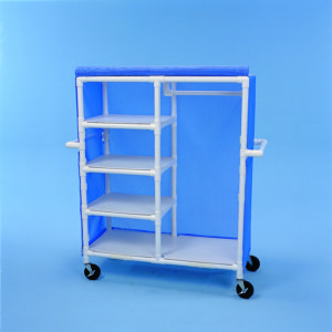 Linen cart with 3 small and 1 large shelf